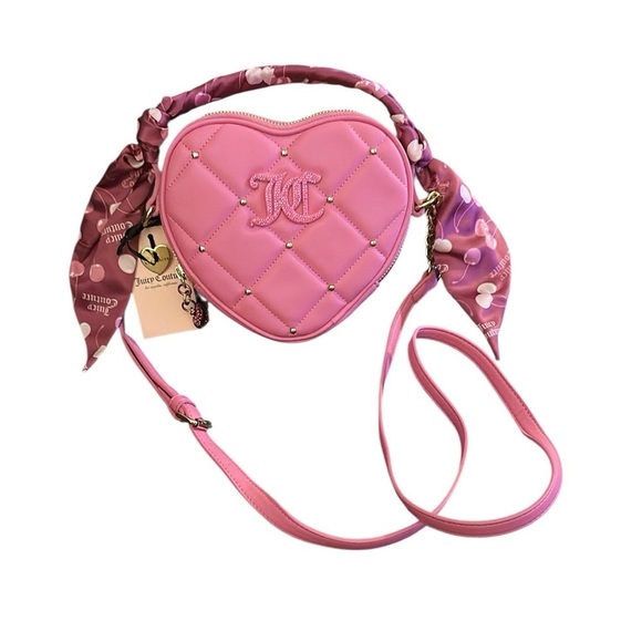 Juicy Couture Handbags - Juicy Couture Pink/Raspberry Multi Holding the Line Heart-Shaped Quilted Bag